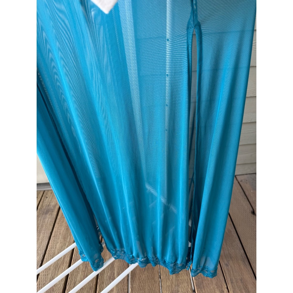 Avidlove Teal Lace Mesh Maxi Nightgown Lingerie Dress Plus Size 24W Whimsygoth - Picture 5 of 8